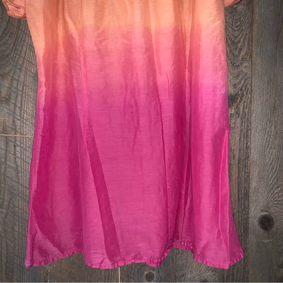 Women’s M SOFT SURROUNDINGS Orange Pink Ombré Peasant Top Cotton Silk SS Top EXC - Picture 12 of 12
